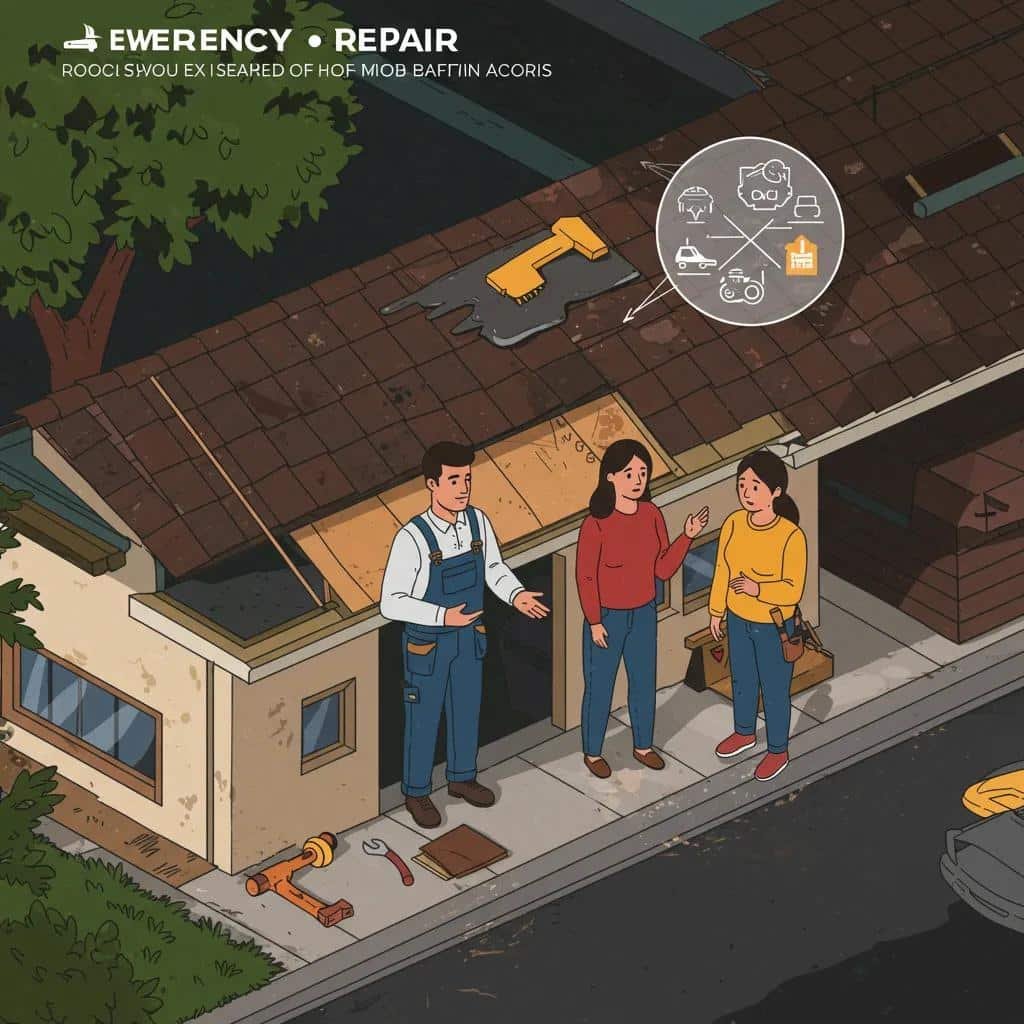 Contractor explaining the emergency roof repair process to a homeowner in Hollywood, FL