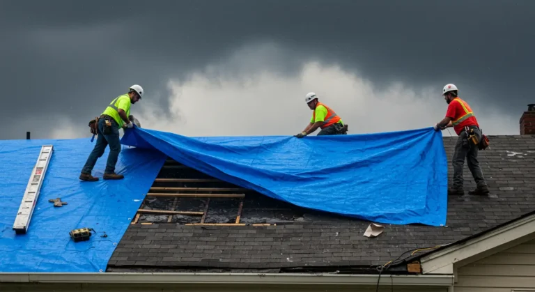 Emergency roof repair and tarping after storm damage in Florida